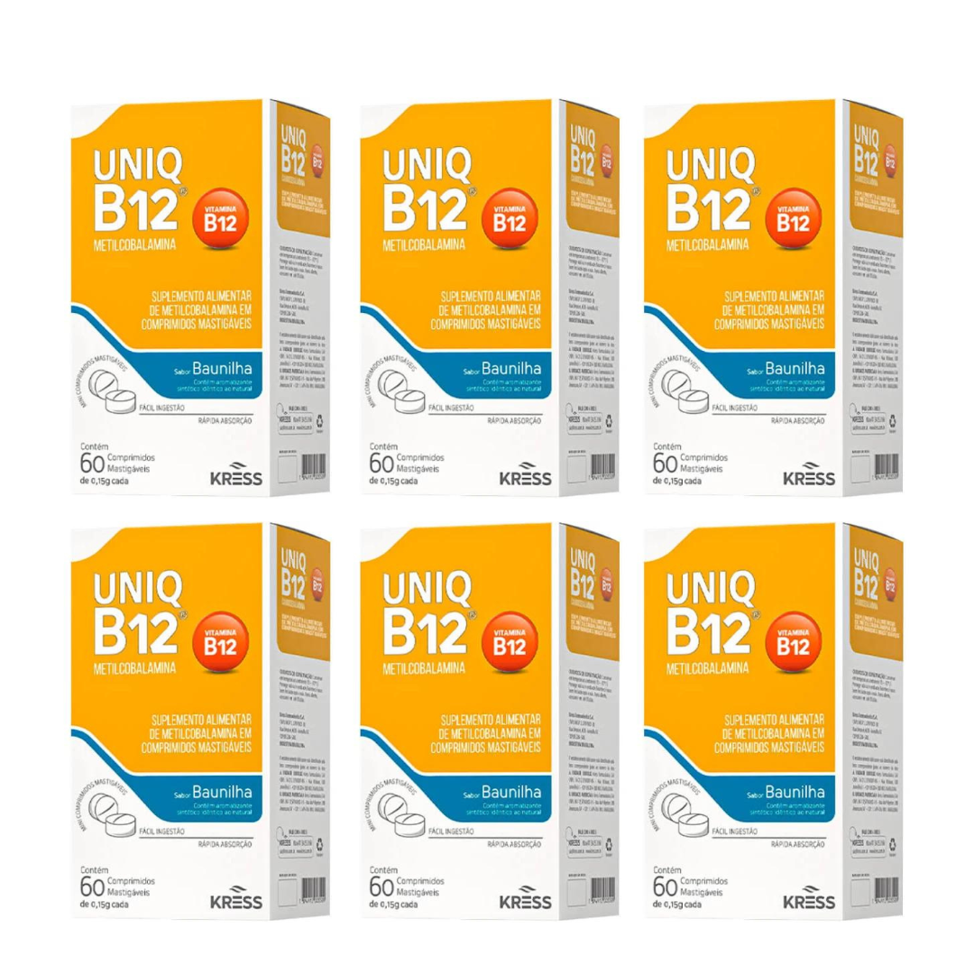 Kit 6 Uniq B12 Metilcobalamina 60 Comprimidos Sublingual